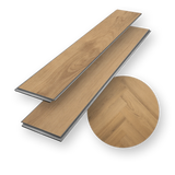 Planke Klick-Vinyl Eiche Föhr dezentes Dekor in hellbraun aus der Premium Kollektion mit integrierter Trittschalldämmung und lackierte 4V-Fase