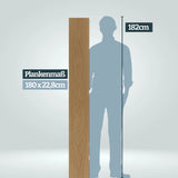 Größenvergleich Plankenlänge 180 cm im Vergleich zu einer Persson mit 182 cm Körpergröße