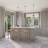 Küche Raumbild von Klebe-Vinyl Beton Nordhorn dezentes Dekor in Fliesenoptik