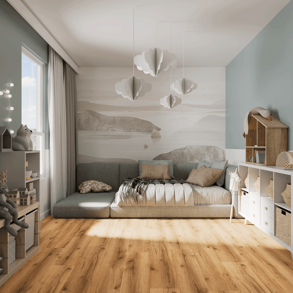 Kinderzimmer Raumbild von Klebe-Vinyl Eiche Norderney rustikales Dekor in Holzoptik