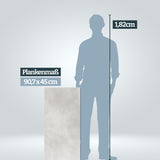 Größenvergleich Plankenlänge 90,7 cm im Vergleich zu einer Persson mit 1,82 cm Körpergröße