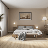 Schlafzimmer Raumbild von Klick-Vinyl Eiche Amrum rustikales Dekor in Holzoptik