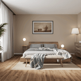 Schlafzimmer Raumbild von Klick-Vinyl Eiche Fehmarn rustikales Dekor in Holzoptik