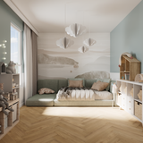 Kinderzimmer Raumbild von Klick-Vinyl Eiche Föhr dezentes Dekor in Holzoptik