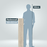 Größenvergleich Plankenlänge 122 cm im Vergleich zu einer Persson mit 182 cm Körpergröße