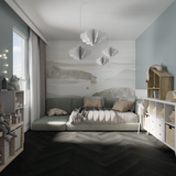 Kinderzimmer Raumbild von Klick-Vinyl Eiche Mellum dezentes Dekor in Holzoptik