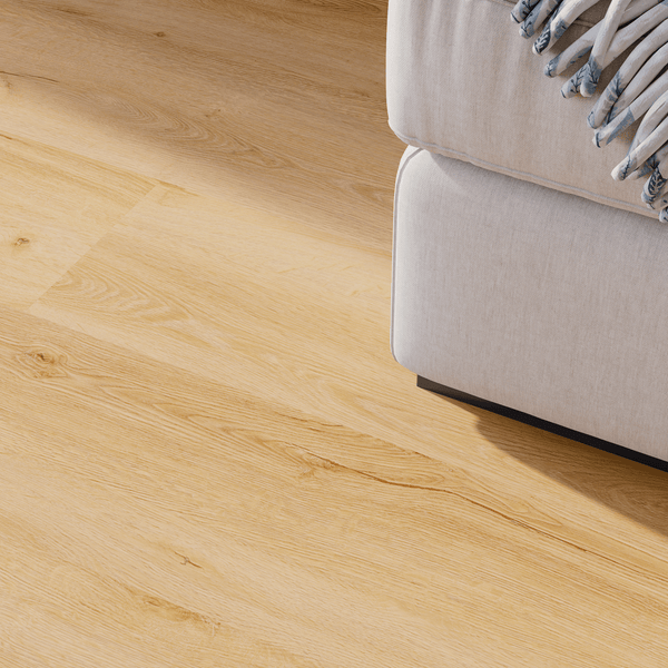 Sofa Closeup Klick-Vinyl Eiche Memmert markantes Dekor in Holzoptik