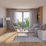 Wohnzimmer Raumbild von Klick-Vinyl Eiche Sankt Peter Ording rustikales Dekor in Holzoptik