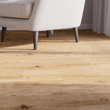 Sitzecke Closeup Klick-Vinyl Eiche Sankt Peter Ording rustikales Dekor in Holzoptik