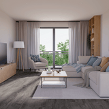 Wohnzimmer Raumbild von Klick-Vinyl Eiche Westerland rustikales Dekor in Holzoptik