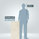 Größenvergleich Plankenlänge 90,7 cm im Vergleich zu einer Persson mit 182 cm Körpergröße