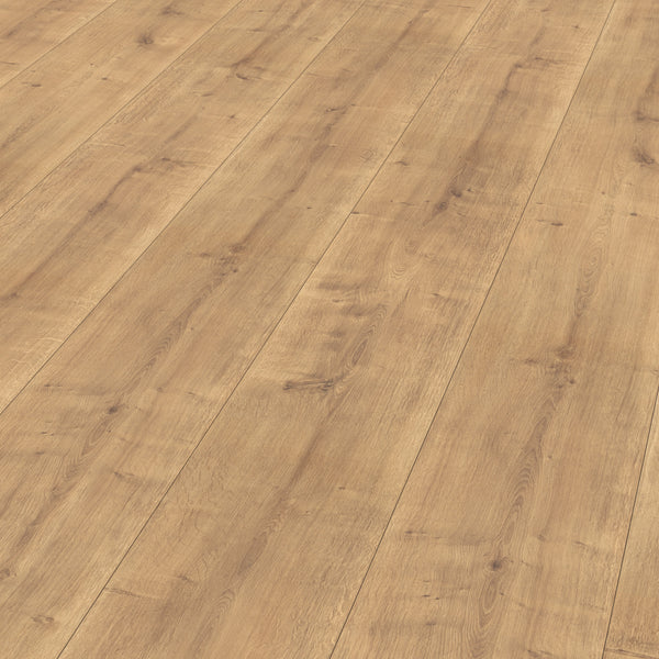 Detailbild von Laminat Eiche Greifswald markantes Dekor in Holzoptik mit lackierter 2V-Fase