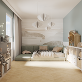 Kinderzimmer Raumbild von Laminat Eiche Pfälzerwald dezentes Dekor in Holzoptik