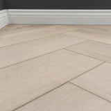 Bodenglück Klick Vinyl Edersee Eiche Deluxe Fischgrät Hellbraun Rigid Trittschall Integriert