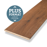 Planke von der Klick Vinyl Kollektion Deluxe Plus Boden Eiche Löwenburg Braun mit integriertem Trittschall von Bodenglück