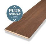 Planke von der Klick Vinyl Kollektion Deluxe Plus Boden Eiche Neuschwanstein Braun mit integriertem Trittschall von Bodenglück