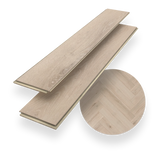 Planke Klick-Vinyl Eiche Edersee dezentes Dekor in hellbraun aus der Deluxe Kollektion mit integrierter Kork-Trittschalldämmung und lackierte 4V-Fase