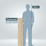 Größenvergleich Plankenlänge 122 cm im Vergleich zu einer Persson mit 182 cm Körpergröße