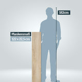 Größenvergleich Plankenlänge 122 cm im Vergleich zu einer Persson mit 182 cm Körpergröße