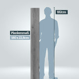 Größenvergleich Plankenlänge 180 cm im Vergleich zu einer Persson mit 182 cm Körpergröße