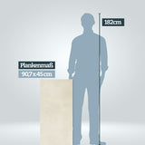 Größenvergleich Plankenlänge 90,7 cm im Vergleich zu einer Persson mit 182 cm Körpergröße