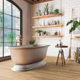 Badezimmer Raumbild mit Klick-Vinyl Eiche Ingolstadt klassische Diele in Holzoptik mit Synchronprägung