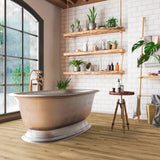 Badezimmer Raumbild mit Klick-Vinyl Eiche Oberstadt klassische Diele in Holzoptik mit Synchronprägung