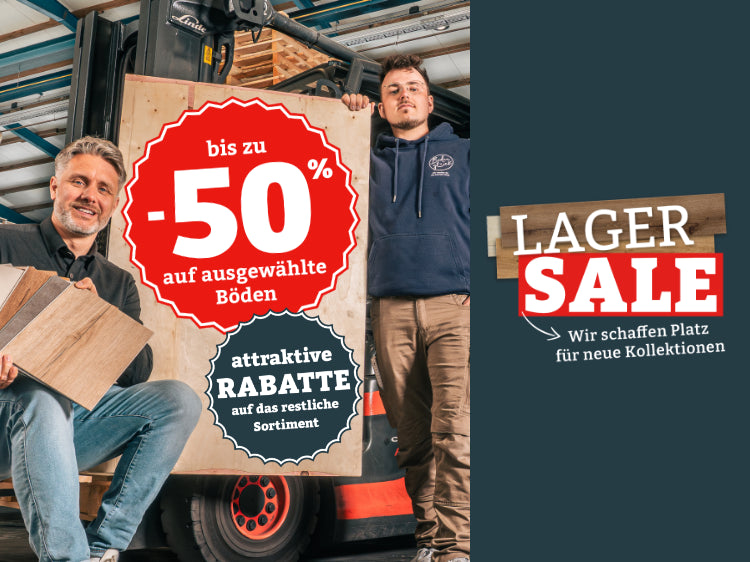 Bodenglück Lager Sale bis zu 50% Rabatt auf die UVP bis zum 11.05.2026