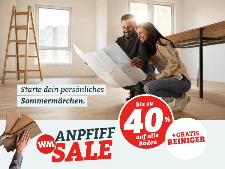 Bis zu 40% Rabatt auf Vinylboden, Laminat und Parkett und gratis Reiniger zu jeder Bestellung. WM Anpfiff Sale bei Bodenglück.
