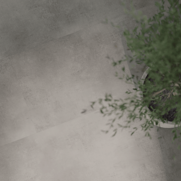 Lifestylebild von Klebe-Vinyl Beton Rheine dezentes Dekor in Fliesenoptik