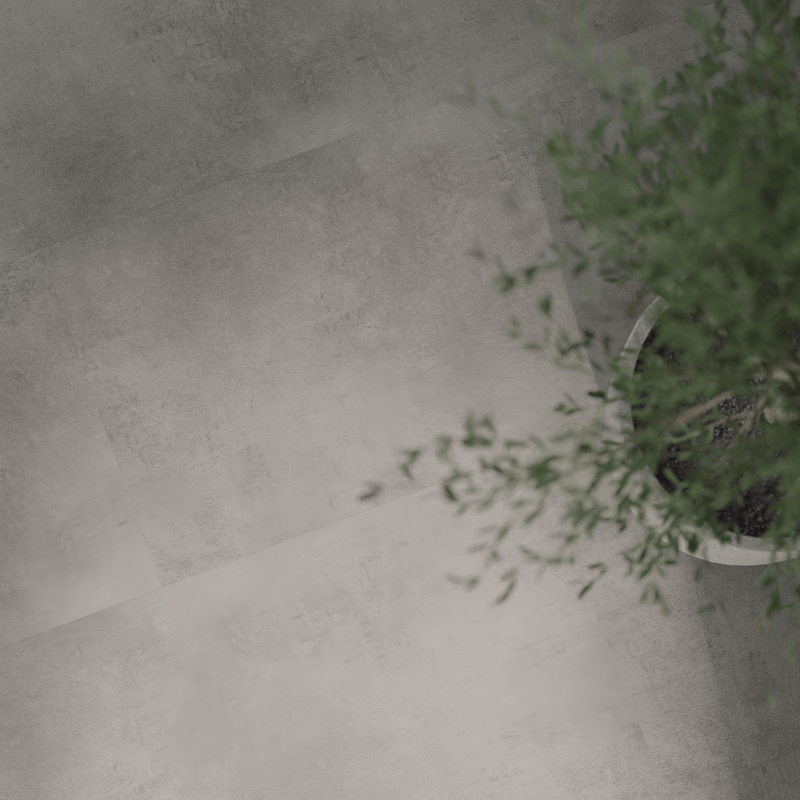 Lifestylebild von Klebe-Vinyl Beton Rheine dezentes Dekor in Fliesenoptik
