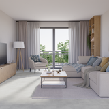 Wohnzimmer Raumbild von Klick-Vinyl Beton Cloppenburg dezentes Dekor in Fliesenoptik