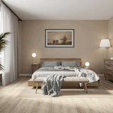 Schlafzimmer Raumbild von Klick-Vinyl Eiche Ameland dezentes Dekor in Holzoptik