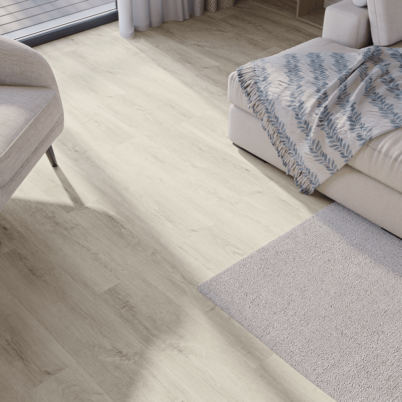 Wohnbereich Closeup Klick-Vinyl Eiche Husum markantes Dekor in Holzoptik
