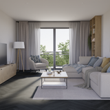 Wohnzimmer Raumbild von Klick-Vinyl Eiche Mellum dezentes Dekor in Holzoptik