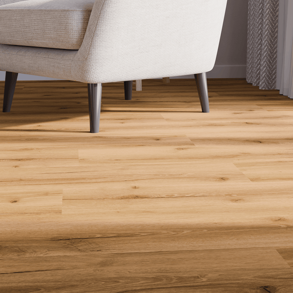 Sitzecke Closeup Klick-Vinyl Eiche Norderney rustikales Dekor in Holzoptik