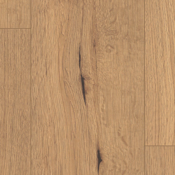 Closeup von Laminat Eiche Goldsteig rustikales Dekor in Holzoptik mit lackierter 4V-Fase