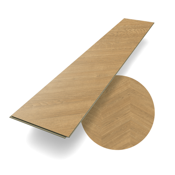 Laminat Eiche Soonwald dezente Holzoptik in braun aus der Premium Kollektion im Fischgrät-Design