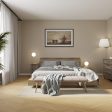 Schlafzimmer Raumbild von Laminat Eiche Soonwald dezentes Dekor in Holzoptik