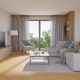 Wohnzimmer Raumbild von Laminat Eiche Soonwald dezentes Dekor in  Fischgrät Holzoptik