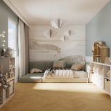 Kinderzimmer Raumbild von Laminat Eiche Soonwald dezentes Dekor in Holzoptik